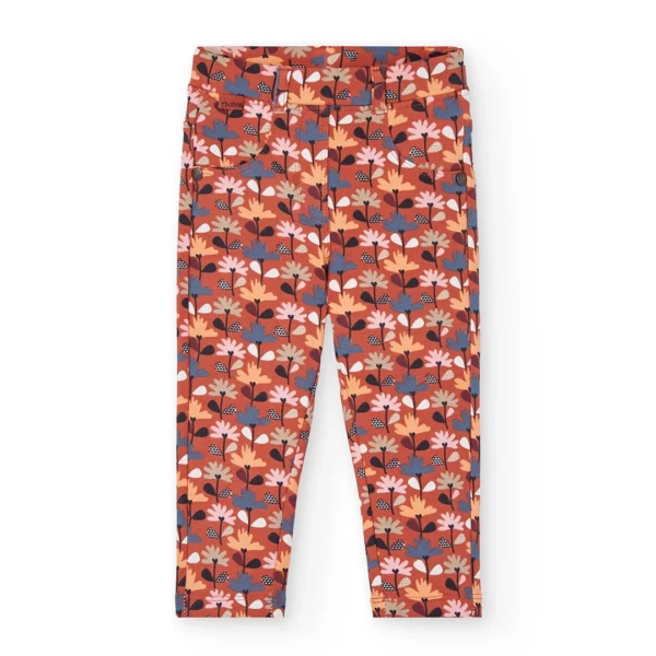 Pantalón felpa flores de bebé niña