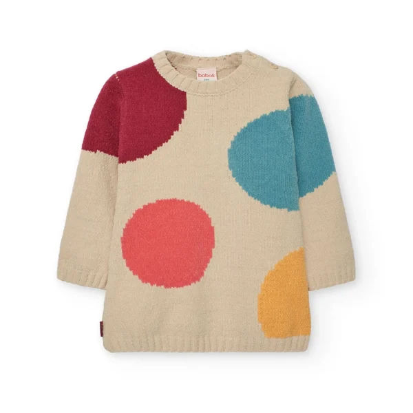 Vestido tricotosa topos de bebé niña.