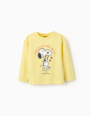 31073653042-0 Camiseta Manga Larga para Niña 'Snoopy & Woodstuck', Amarillo