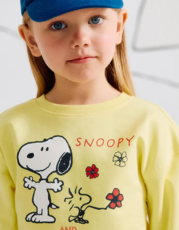 31073690042-0 Sudadera de Algodón con Estampado de Snoopy para Niña, Amarillo