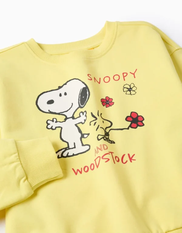 31073690042-3 Sudadera de Algodón con Estampado de Snoopy para Niña, Amarillo