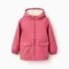 Parka de Goma con Capucha y Forro de Sherpa para Niña, Rosa Oscuro