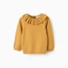 31074032042-0 Jersey de punto con cuello de volantes para bebé niña, Amarillo