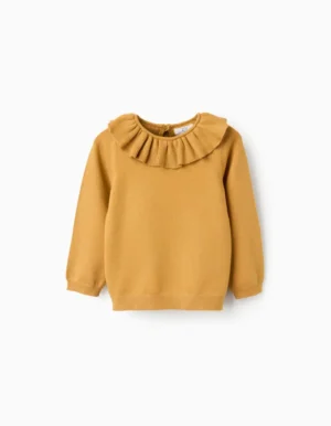 31074032042-0 Jersey de punto con cuello de volantes para bebé niña, Amarillo