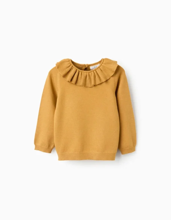 31074032042-0 Jersey de punto con cuello de volantes para bebé niña, Amarillo