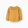 31074032042-1 Jersey de punto con cuello de volantes para bebé niña, Amarillo