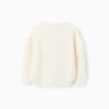 Jersey de Punto Grueso con Hombros Caídos para Niña, Beige Claro