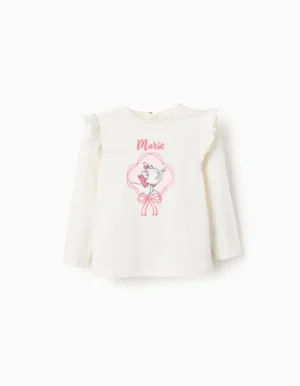 Camiseta de Algodón con Volantes para Bebé Niña 'Marie', Blanco