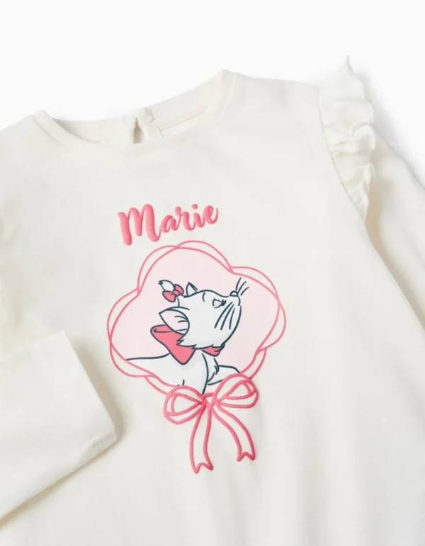 Camiseta de Algodón con Volantes para Bebé Niña 'Marie', Blanco