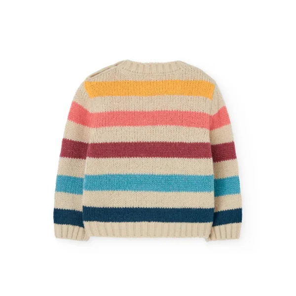 Jersey tricotosa listado de bebé niño. Color: crema