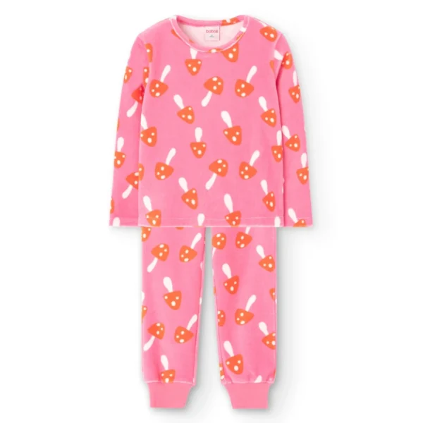 Pijama terciopelo estampado de niña