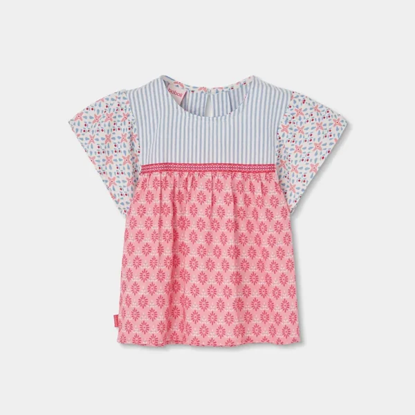 Blusa popelín combinada de niña