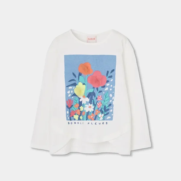 Camiseta punto manga larga de niña