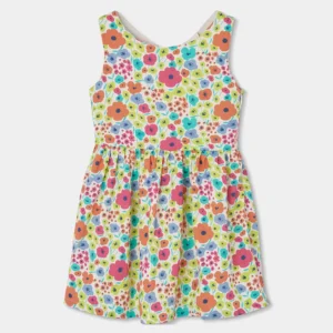Vestido satén flores de niña