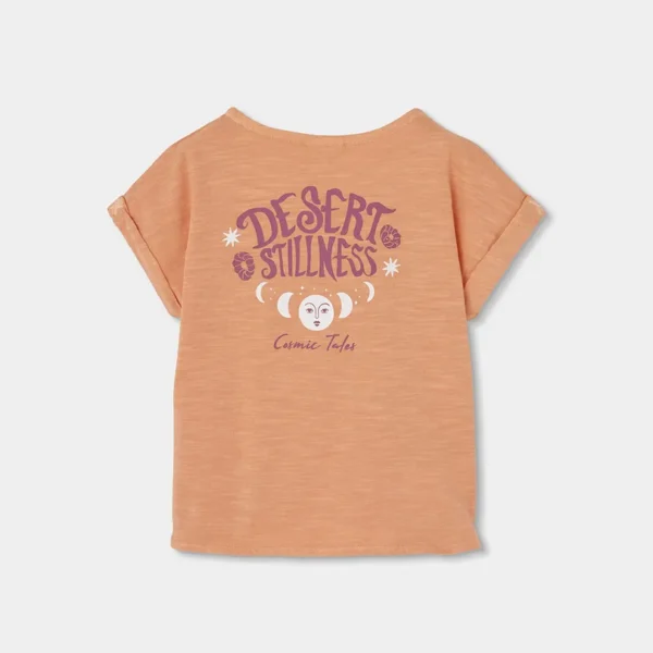 Camiseta punto flamé de niña