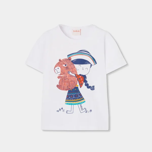 Camiseta punto estampada de niña