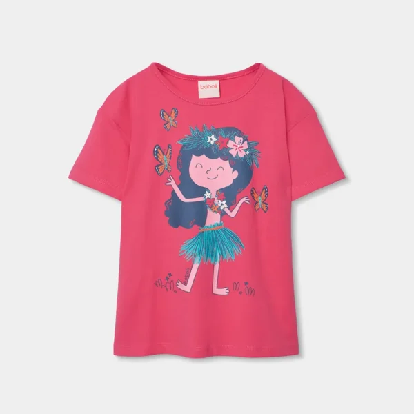 Camiseta punto estampada de niña