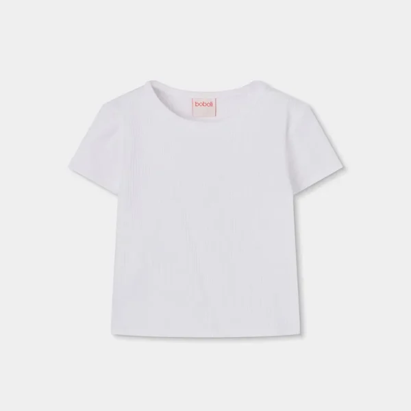 Camiseta punto canalé de niña